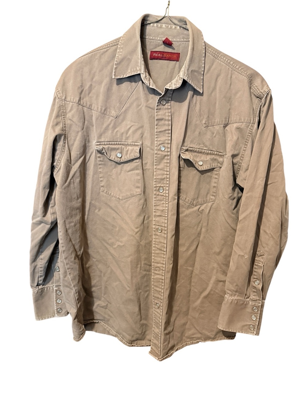 Men's Classic Tan Button-Down Western Shirt -